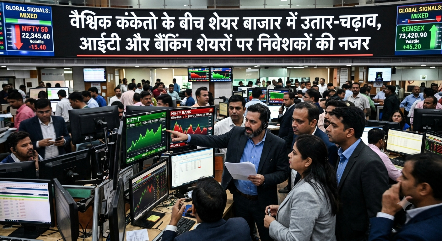 वैश्विक संकेतों के बीच शेयर बाजार में उतार-चढ़ाव, आईटी और बैंकिंग शेयरों पर निवेशकों की नजर!